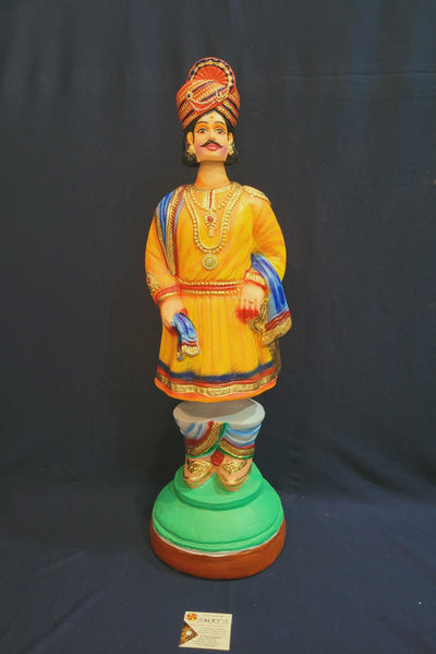 Tanjore dolls Thanjavur Thalayatti Bommai Dancing Doll 2 feet VERY BIG Raja Yellow Man Show piece Table Décor papermache golu dolls ( 26 H * 8 L * 8 W ) Inches