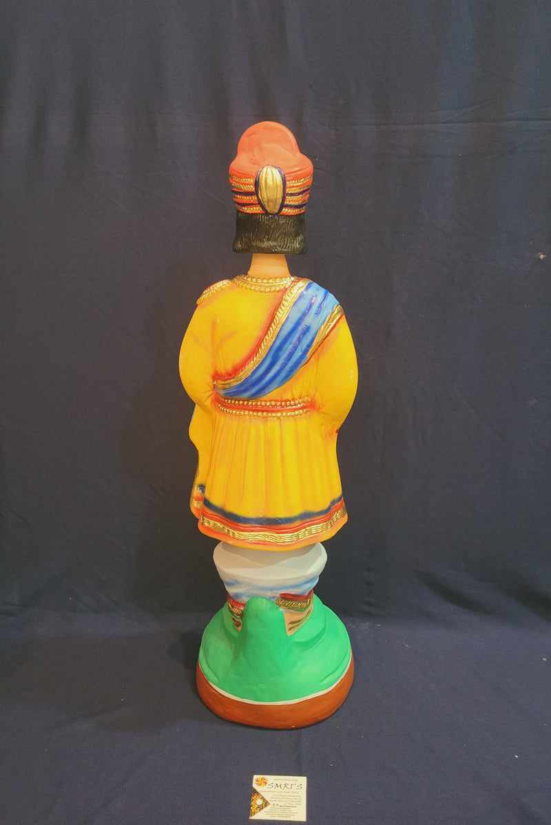 Tanjore dolls Thanjavur Thalayatti Bommai Dancing Doll 2 feet VERY BIG Raja Yellow Man Show piece Table Décor papermache golu dolls ( 26 H * 8 L * 8 W ) Inches