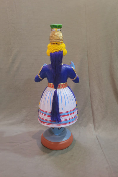 Tanjore dolls Thanjavur Thalayatti Bommai Dancing Doll Kathakali dancing doll BLUE BIG (20 H * 7 L * 7 W) inch Show piece Table Décor papermache golu dolls