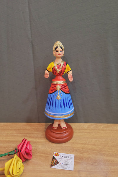 Tanjore dolls Thanjavur Thalayatti Bommai Star heart dancing Doll Paper Mache 11 inch H Blue with Red Handmade  golu dolls butta bomma (11H * 3L * 3W) inches