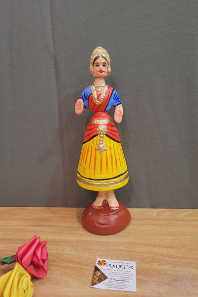 Tanjore dolls Thanjavur Thalayatti Bommai Star heart dancing Doll Paper Mache 11 inch H Yellow with Red Handmade  golu dolls butta bomma (11H * 3L * 3W) inches