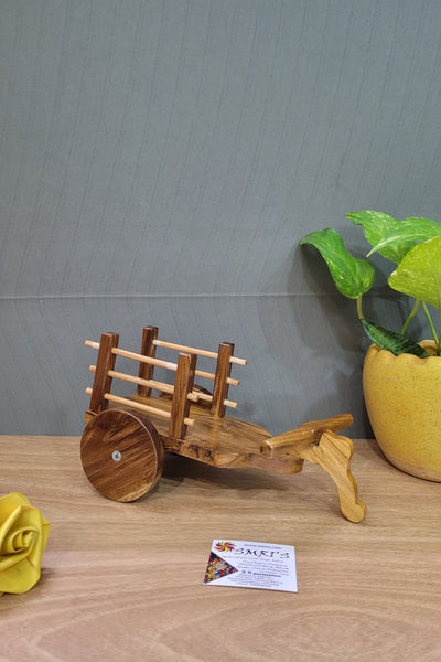 Teak solid Wooden Bullock Cart Handmade indian handicrafts showpiece (4.5 H * 9 L * 4.5 W) inches