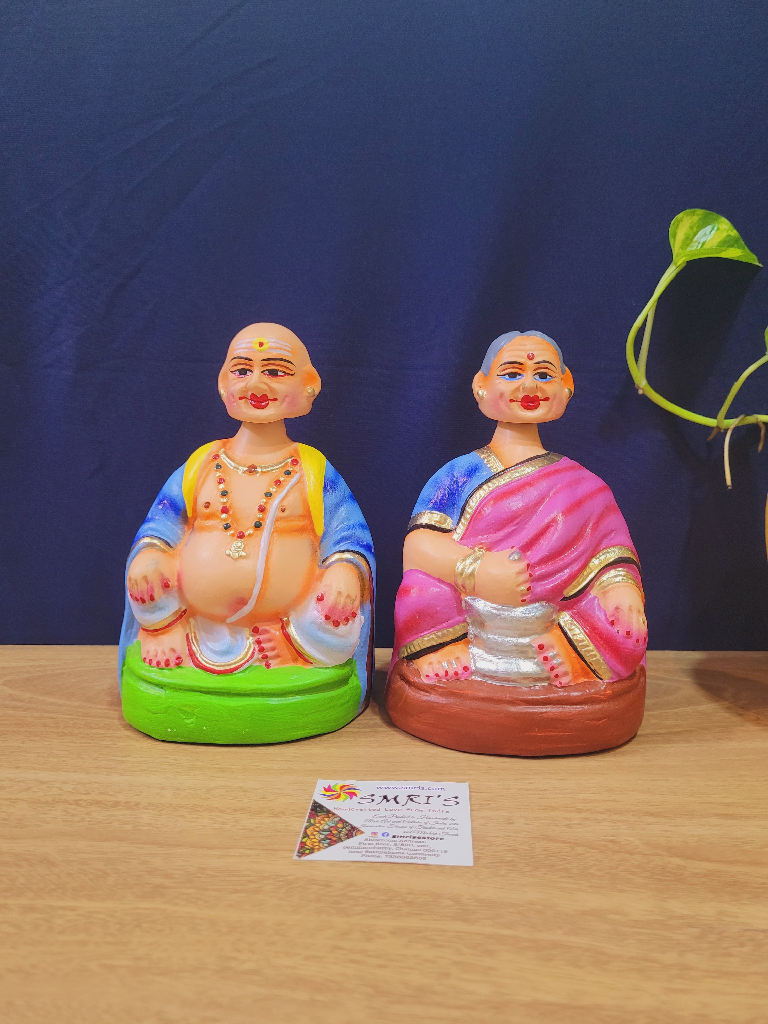Thatha Patti Blue with Pink Dancing Doll Pair paper mache chettiyar do ...