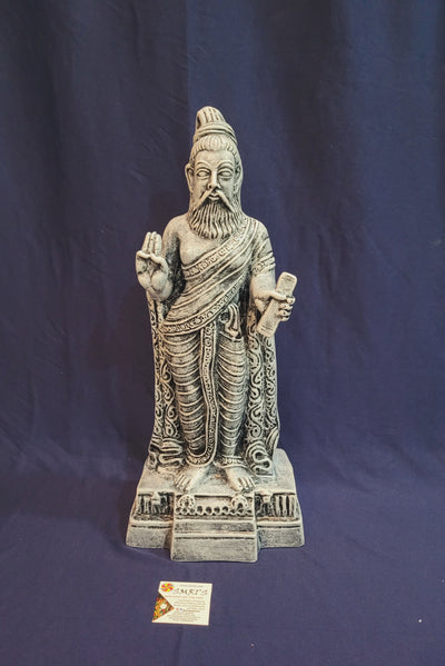 Thiruvalluvar standing statue White and grey showpiece table décor office décor papermache ( 18.5 H * 8 L * 6 W ) Inches