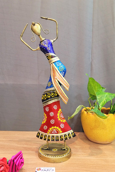 Very Big Dandiya Dancing Lady Violet Top Indian Handicrafts Show Piece ( 16 H x 6 L x 6 W) inches