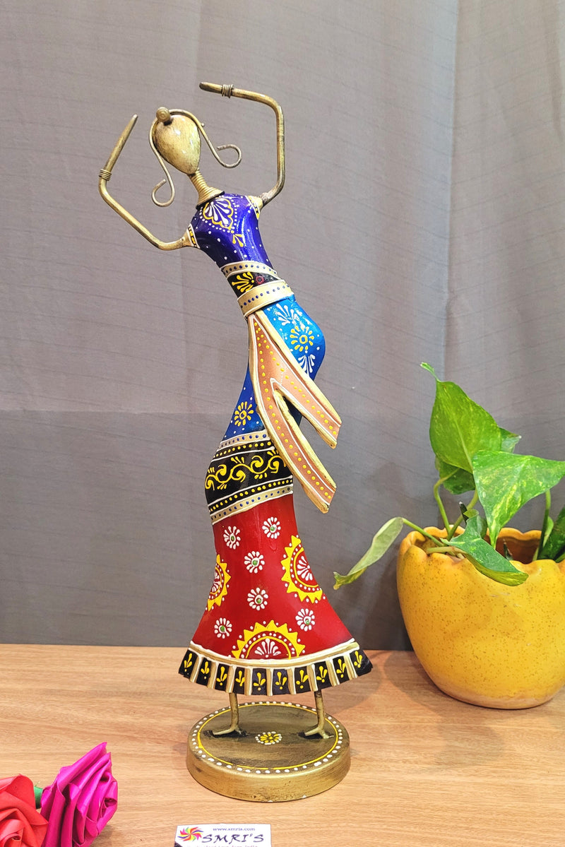 Very Big Dandiya Dancing Lady Violet Top Indian Handicrafts Show Piece ( 16 H x 6 L x 6 W) inches