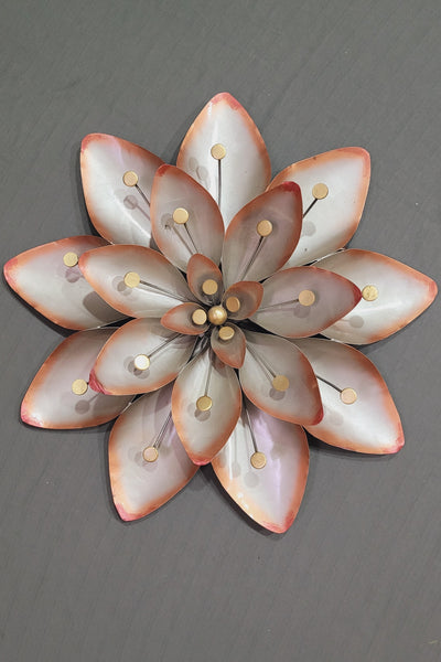 White with Copper Flower Large Iron wall decor ( 20 H * 20 L * 3 W ) Inches