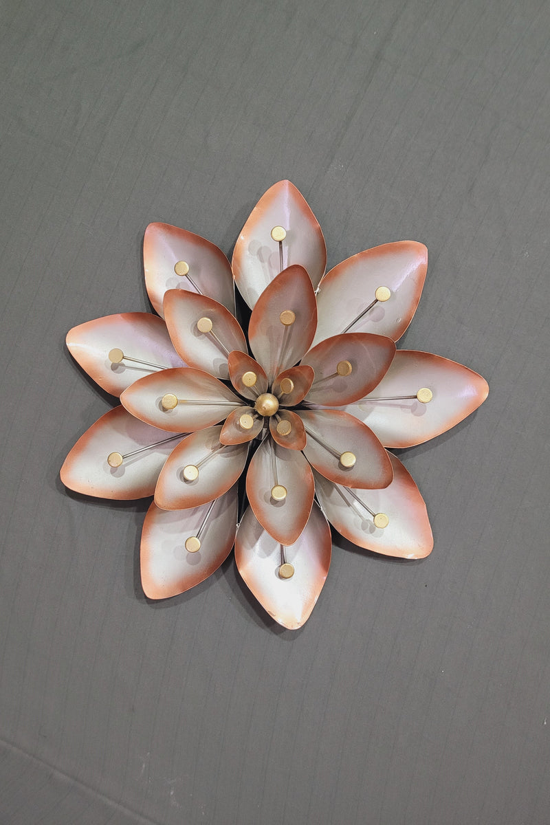 White with Copper Flower Medium Iron wall decor ( 16 H * 16 L * 3 W ) Inches