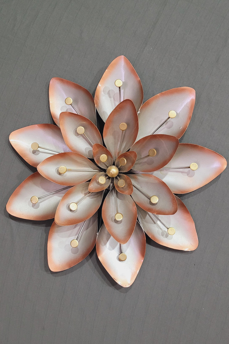 White with Copper Flower Medium Iron wall decor ( 16 H * 16 L * 3 W ) Inches
