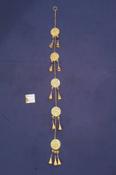 Wind chime Thoran Thoranam Flower 5 in 1 hanging Gold hanging with glass beads home decor balcony decor entrance decor return gifts corporate gifts (40H * 2L * 1W) inches