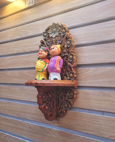 Wood carving Shelf wall bracket Indian Handicrafts wall shelf(18 H * 9.5 L * 6 W) Inches