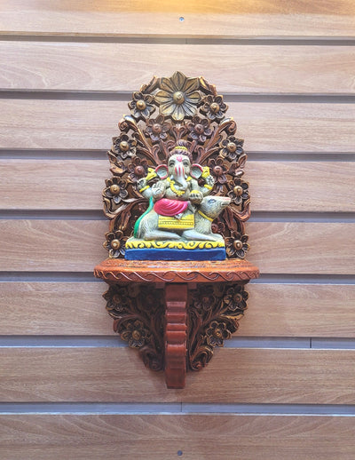 Wood carving Shelf wall bracket Indian Handicrafts wall shelf(18 H * 9.5 L * 6 W) Inches