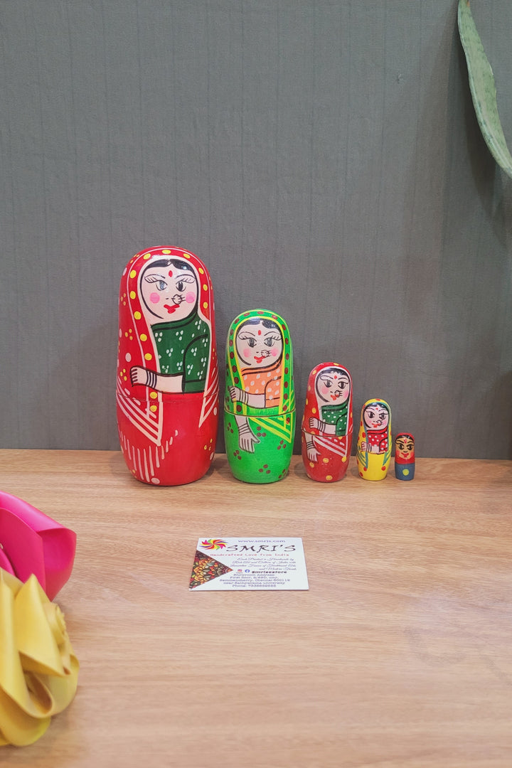 Wooden Matryoshka The Nesting Doll Wooden In Red Nesting Doll Set