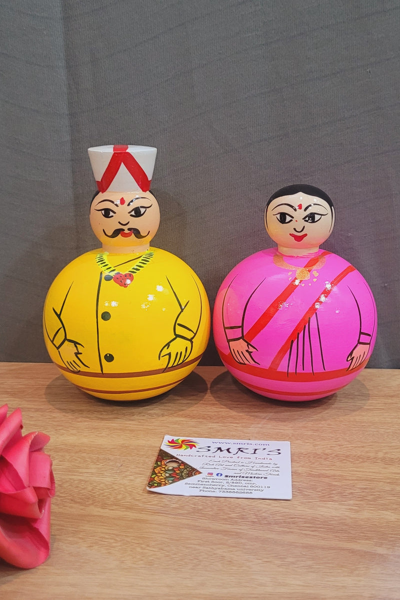 Wooden Balancing Raja Rani Doll Cute Indian Couple