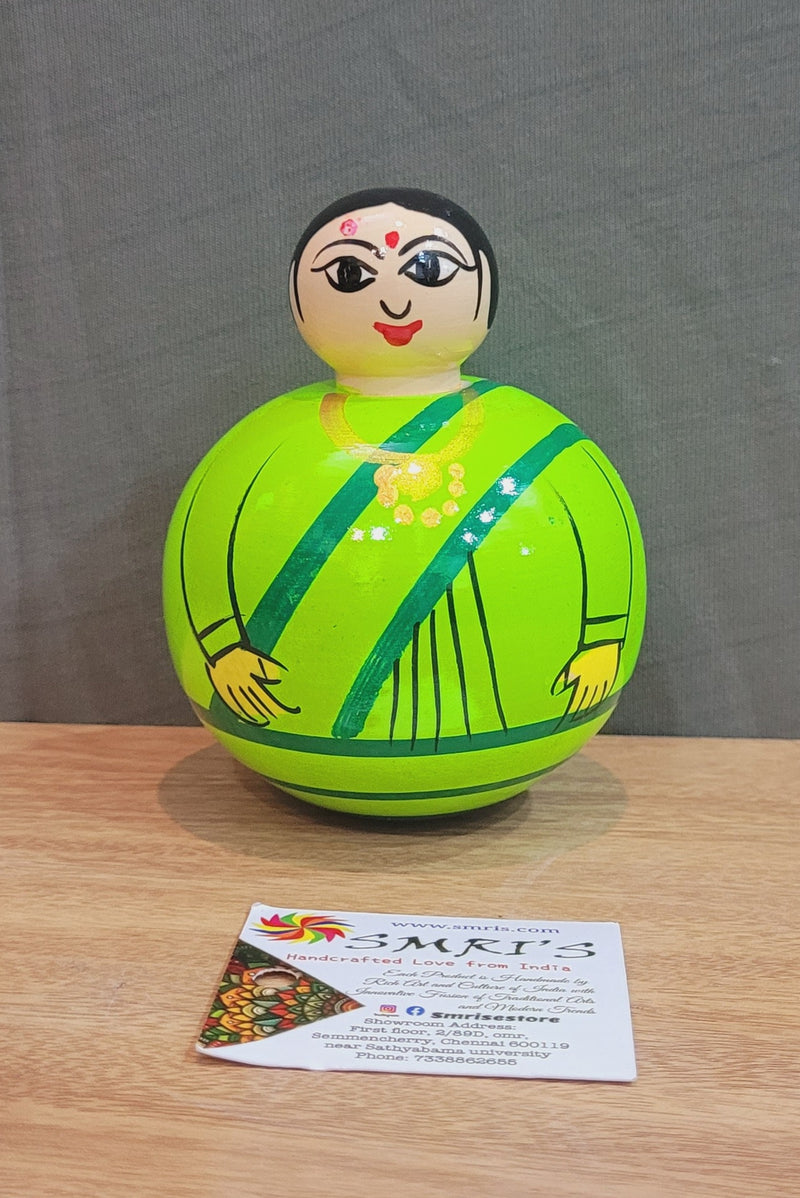 Wooden Balancing Rani Doll Cute Indian show piece