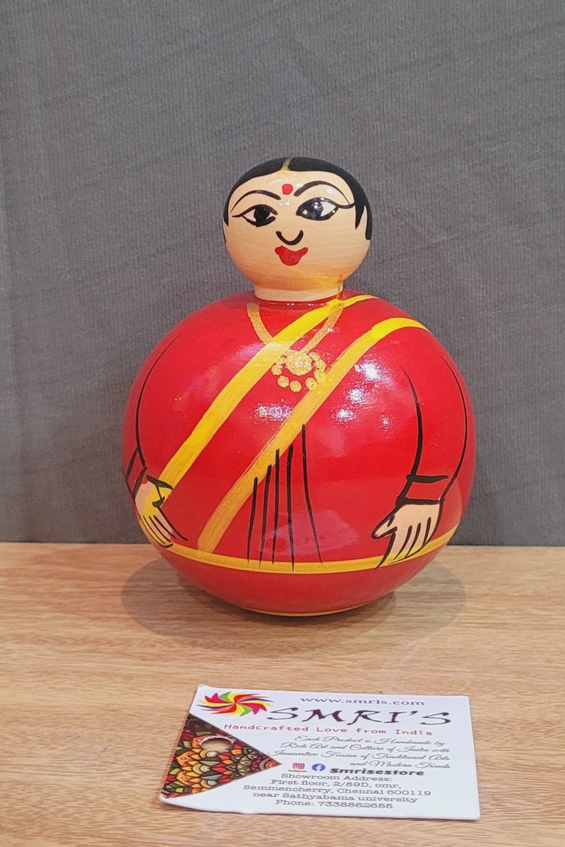 Wooden Balancing Rani Doll Cute Indian show piece