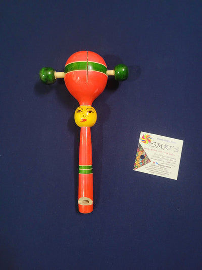 WoodenTac tac rattle baby and kids eco friendy toys indian traditional toy round( 7.5 H x 4 L x 2 W) inches