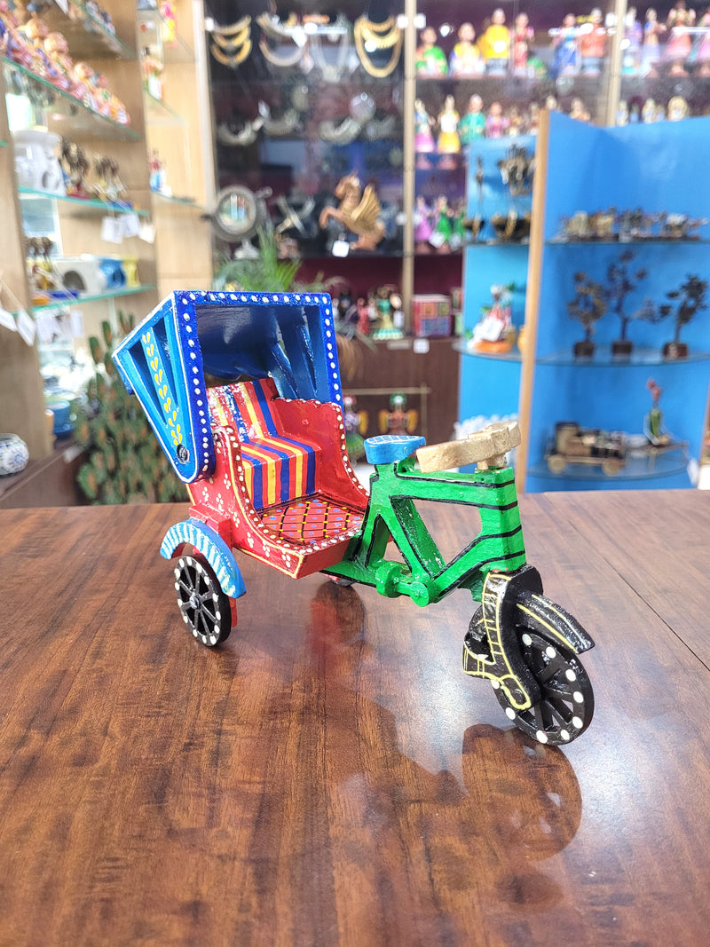 Wooden Rickshaw Multicolors Indian traditional handicrafts show piece ( 5.5H * 7L * 3.5W ) inches