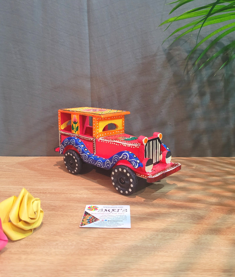Wooden Vintage CAR Multicolor Indian traditional handicrafts show piece ( 4H * 8.5L * 3.5W ) inches