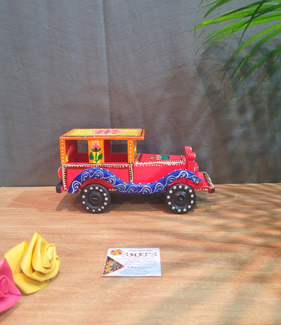Wooden Vintage CAR Multicolor Indian traditional handicrafts show piece ( 4H * 8.5L * 3.5W ) inches
