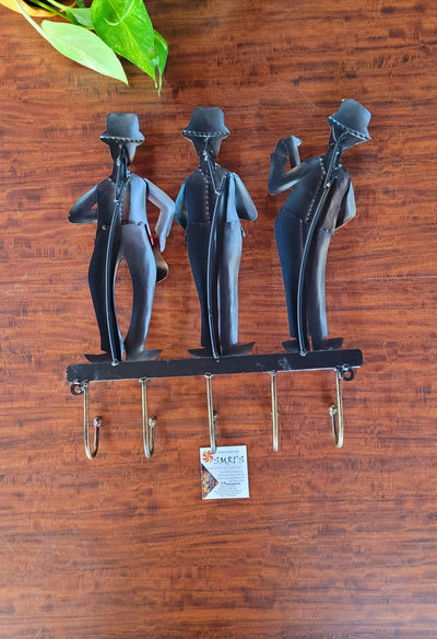 3 Man Band Musician Multi color Key holder Hanging 14.5 * 12 inch Iron