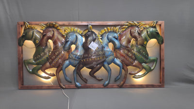 7 Horse Multicolors Big Frame with Led ( 20 H * 44 L * 1 W )