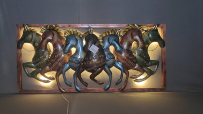 7 Horse Multicolors Big Frame with Led ( 20 H * 44 L * 1 W )