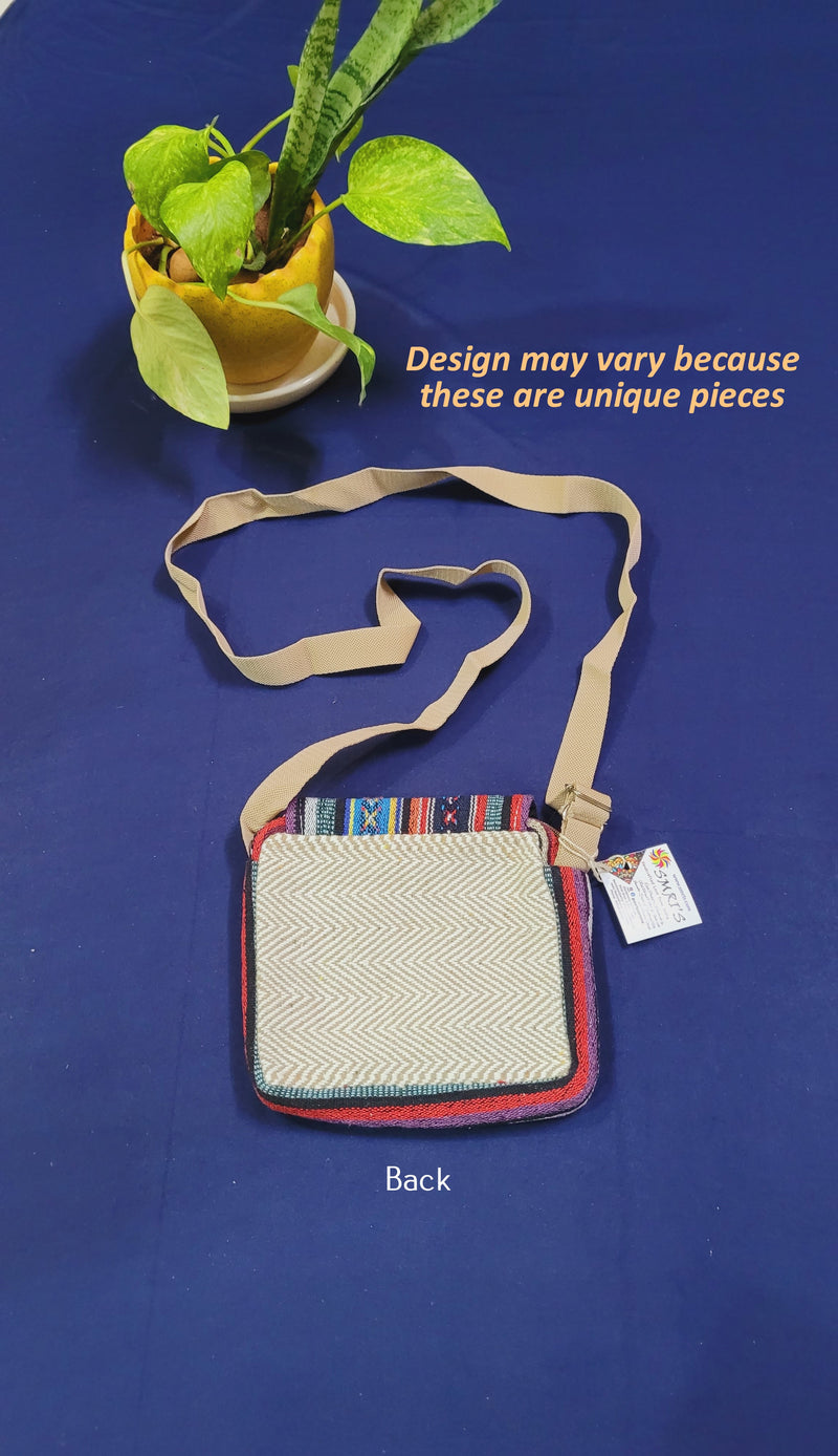 Hemp cotton sling Hand Bag shoulder Bag Handmade sustainable eco friendly bags (7.5 H x 8 L x 1 W) inches sustainable eco friendly