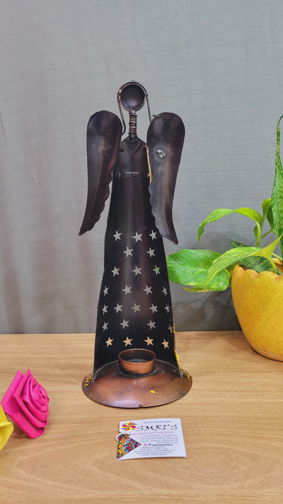 Angel Pipe Musician star cut work T light holder table decor Show piece (13H 5L 5W) Inches