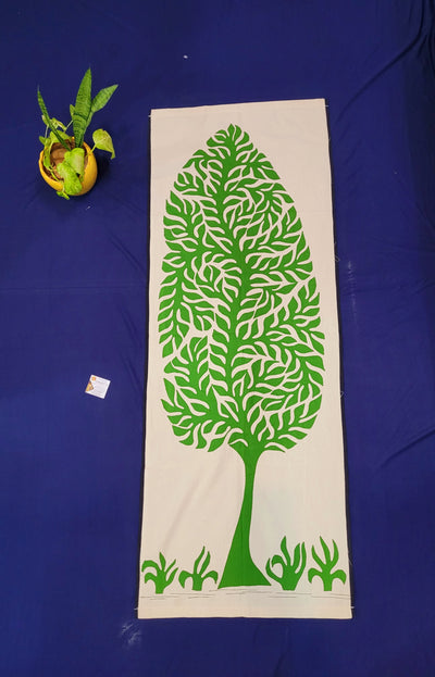 Applique Art Green Tree Large ( 50H * 20L * 0.1W ) inches Tribal art wall decor handmade by Indian rural artists