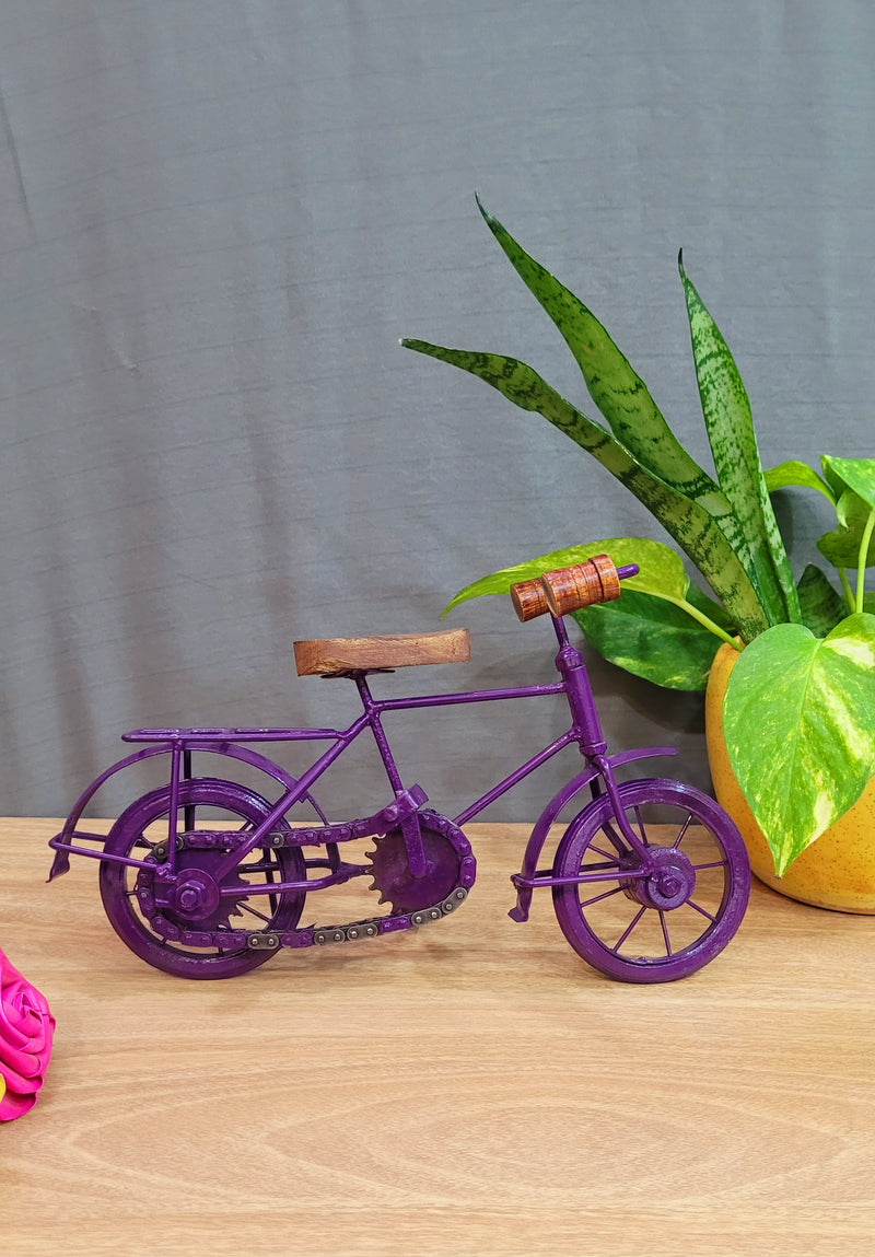 Bicycle Violet Table Decor iron and wood indian show piece Home decor and Gifts (6 H x 11 L x 4 W) inches