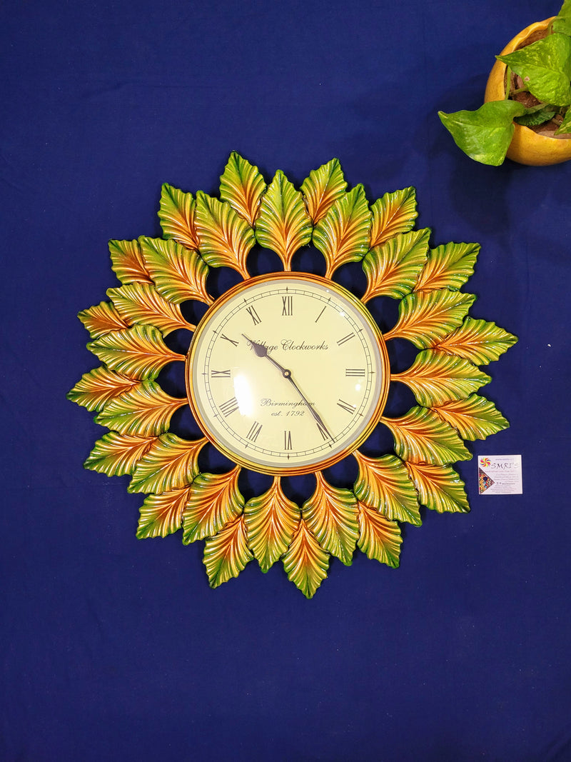 Big Leaf Green Gold Wall Clock wall decor