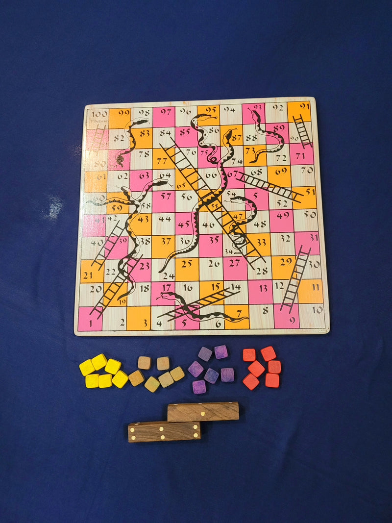 Board game 2 in 1 Ludo front side Snake and ladder back side Board Game (11.5H * 11.5L * 0.5W)inches eco friendly