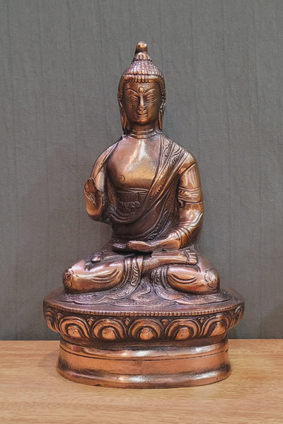 Blessing Buddha Copper coated Aluminium Idol Pooja Decor