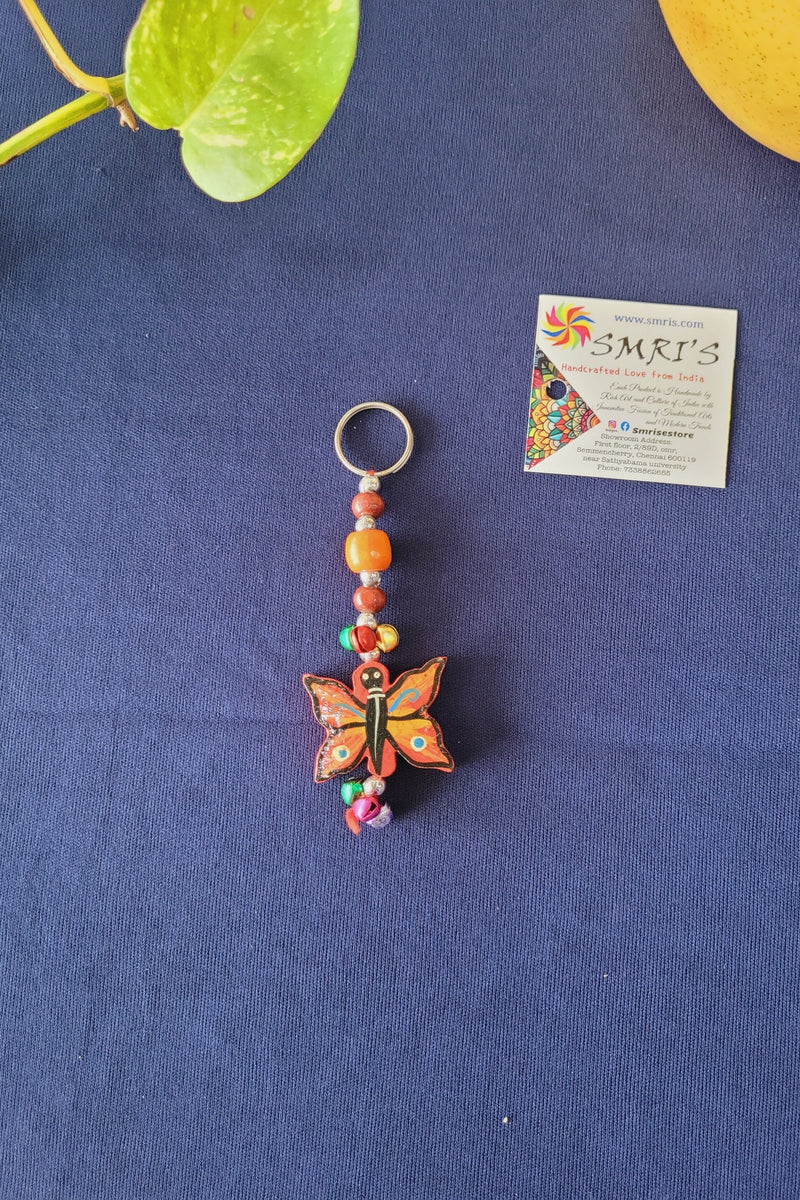 Butterfly Key chain key ring return gifts wooden Indian handicrafts  (4H * 1.5L * 0.11W) Inches