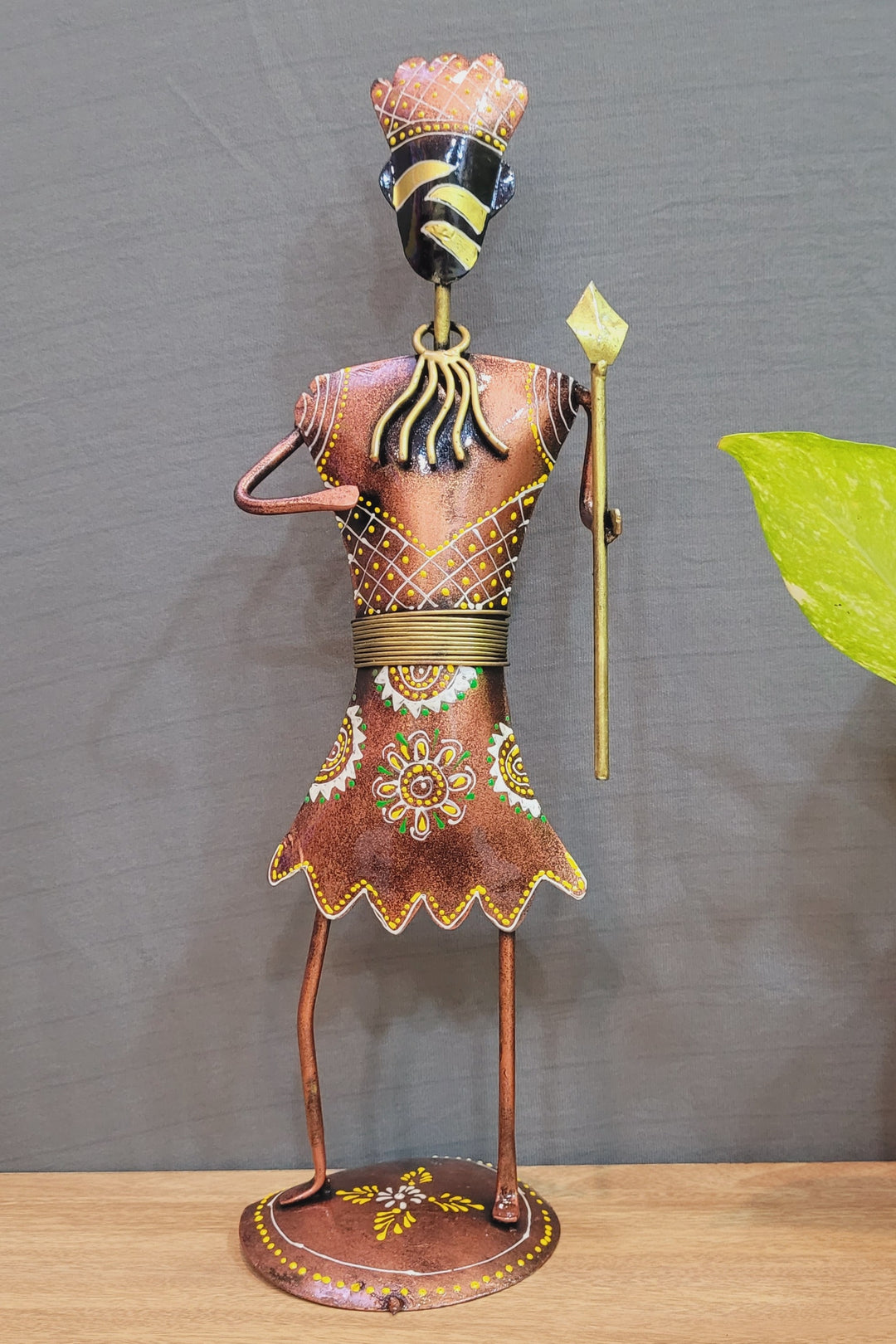 Copper Tribal Adivasi man with eeti Table decor (15H * 6L * 4W