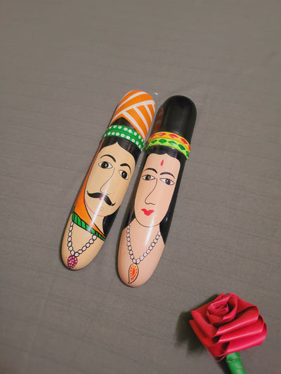 Couple Mask wooden wall hanging multicolor hand Painted pair (9H * 3L * 1W) inches Show piece Home decor office decor