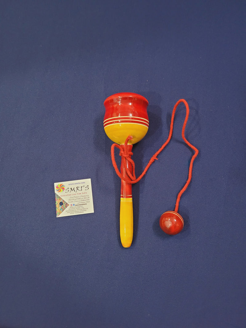 Cup & ball wooden (8H * 2.5L * 2.5W) inches Wooden eco friendly Toys