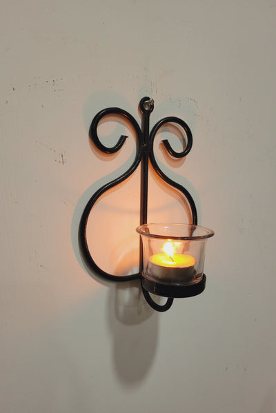 Curvy black T Light holder Wall hanging (7H * 5L * 3W) inches tea light holder candle holder living room decor