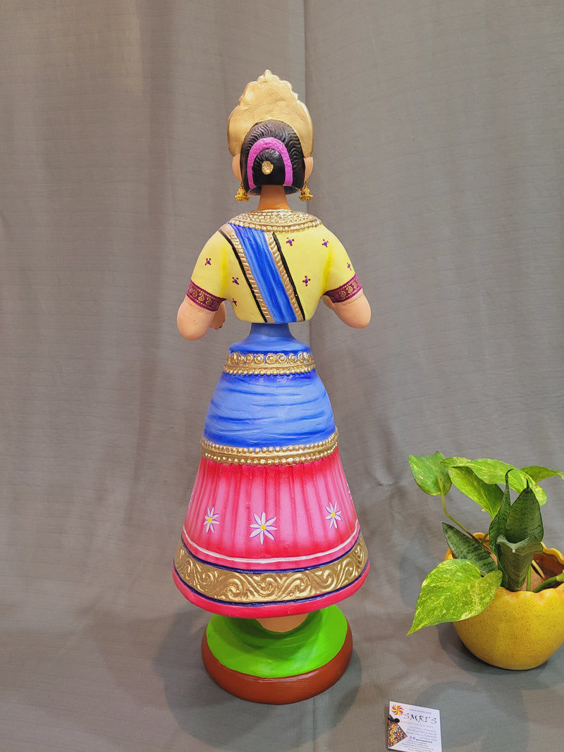 Dancing Doll 2 Feet Thalayatti Bommai Woman Show piece Table Décor papermache ( 25 H * 8 L * 8 W ) Inches