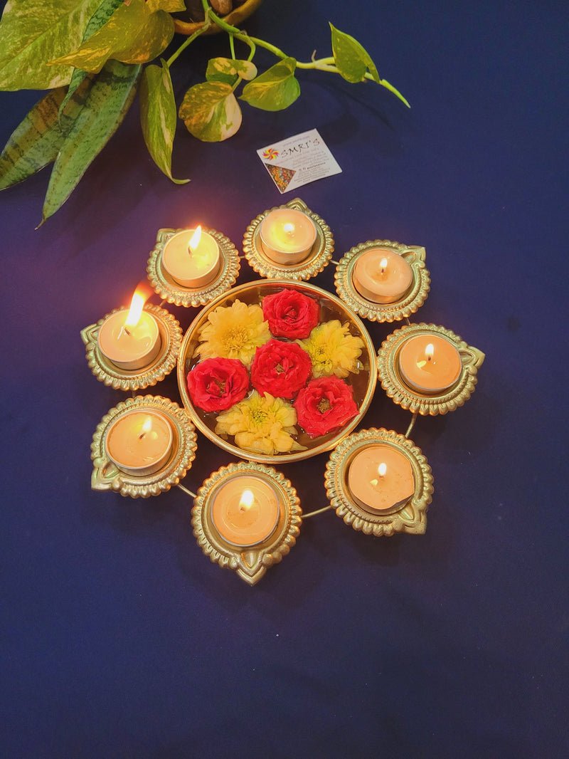 Urli Deepam Gold Iron Lamp flower decoration Diya