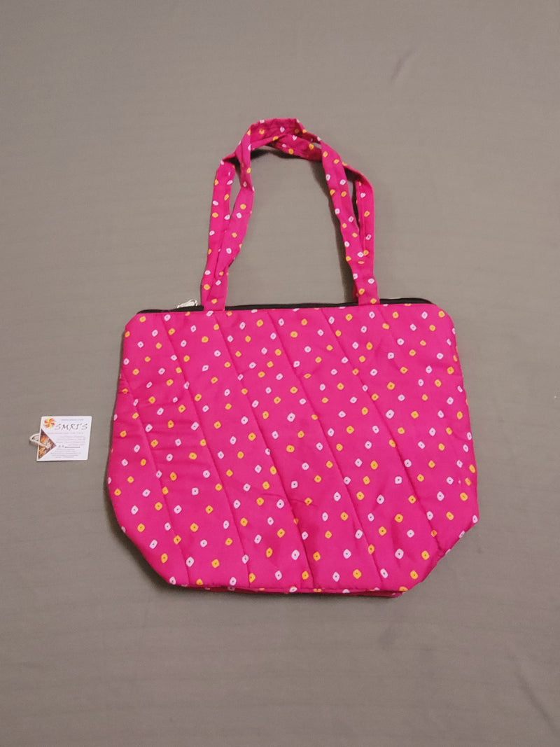 Embroidery Bandhani Hand bag Big Pink (13 H * 15 L) Inches
