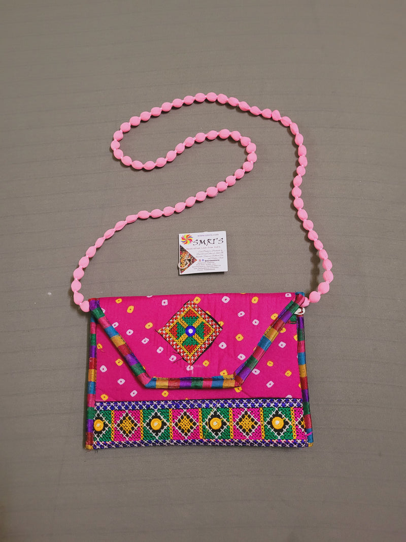 Embroidery sling bag bandhani purse Kutch Ethnic Traditional