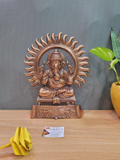 Ganesha copper coated aluminum idol wall table decor