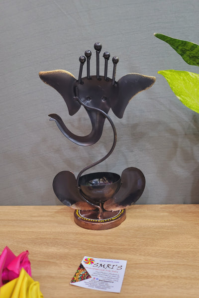 Ganesha T light holder Iron Brown ( 11H * 6.5L * 3.5 W ) Inches tea light holder candle holder export quality indian gifts