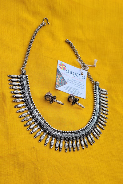 German oxidised silver Chokers Necklace With Earring set