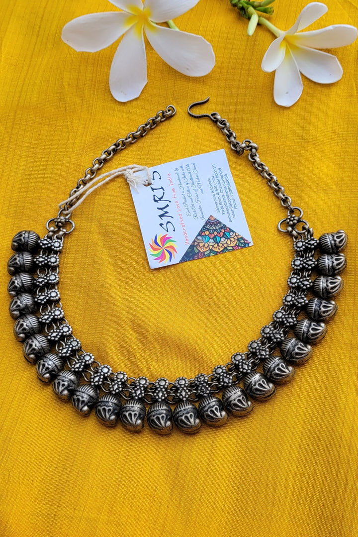 German Oxidised Silver Choker Necklace Traditional Kolhapuri Jewellery Smris