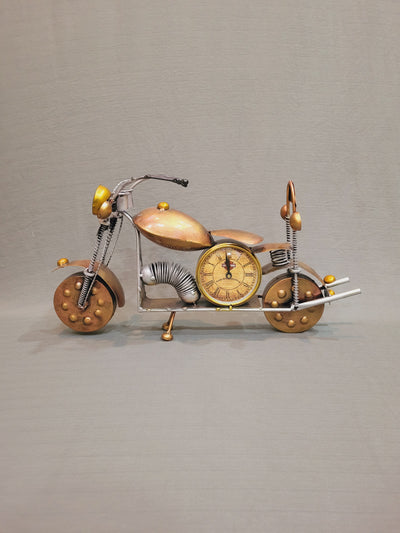 Golden Bike Table Clock Show piece 4inch dial (11.5H * 19L * 5W) inches iron
