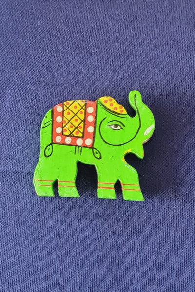 Green Elephant shaped wooden multipurpose Magnet for fridge