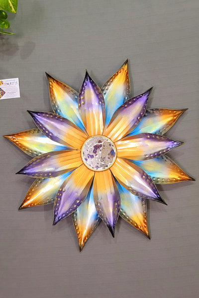 Iron Star flower Wall Hanging Big (19H * 19L * 1.5W) inches home office colorful wall decor contemporary decor